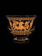 Euphronios, Vasenmaler von Attika - Sarpedonkrater (Euphronios-Krater). Sarpedons Leiche wird von Thanatos und Hypnis vom Schlachtfeld getragen.