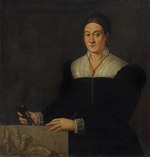 Campagnola, Domenico - Porträt einer Frau mit Buch und Allegorie der Stärke