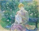 Morisot, Berthe - Pasie cousant dans le jardin de Bougival