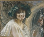 Besnard, Paul-Albert - Bacchante (Nymphe, mit Weinblättern gekrönt) 