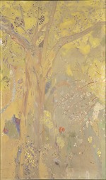 Redon, Odilon - Arbre sur fond jaune. Décor pour le château de Domecy
