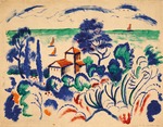 Macke, August - Landschaft mit Segelbooten