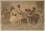 Guys, Constantin - Männer mit leicht bekleideten Frauen am Tisch sitzend