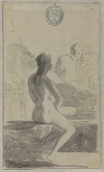 Goya, Francisco, de - Junge Frau am Brunnen (Susanna und die beiden Alten?) Aus dem Madrid-Album