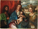 Buonconsiglio (Il Marescalco), Giovanni - Madonna und Kind mit Heiligen Johannes dem Täufer, Katharina von Alexandrien und Stifter