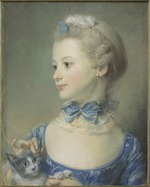 Perronneau, Jean-Baptiste - Das kleine Mädchen mit der Katze (Marie-Anne Huquier)