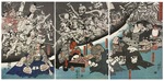 Kuniyoshi, Utagawa (Ichiyusai) - Die Riesenspinne, die mit ihren Dämonen im Wohnhaus des Prinzen Minamoto Yorimitsu erscheint