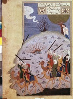 Iranischer Meister - Madschnun beobachtet die Schlacht zwischen Naufal und Lailas Sippe