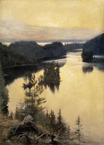 Edelfelt, Albert Gustaf Aristides - Kaukolanharju bei Sonnenuntergang