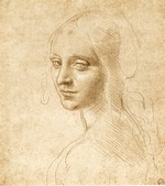 Leonardo da Vinci - Kopf und Schultern eines Mädchens