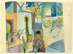 Macke, August - Junges Mädchen mit Pferd und Esel