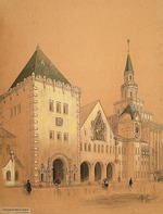 Schtschussew, Alexei Wiktorowitsch - Der Kasaner Bahnhof in Moskau (Projekt)