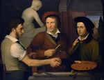 Schadow, Friedrich Wilhelm, von - Selbstbildnis mit seinem Bruder Ridolfo und Bertel Thorvaldsen 
