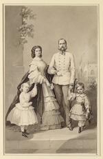 Unbekannter Künstler - Kaiser Franz Joseph I. mit Kaiserin Elisabeth und Kinder Kronprinz Rudolf und Erzherzogin Gisela