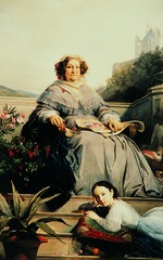 Cogniet, Léon - Porträt von Madame Clicquot, geb. Ponsardin (1777-1866) mit ihrer Tochter 