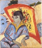 Kirchner, Ernst Ludwig - Erna mit Japanschirm (Japanerin) 