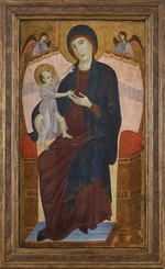 Duccio di Buoninsegna - Madonna und Kind auf dem Thron mit Engeln