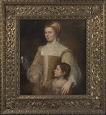 Tizian - Porträt einer Dame mit ihrer Tochter