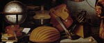 Baschenis, Evaristo - Stillleben mit Musikinstrumenten, Globus und Armillarsphäre (Detail)
