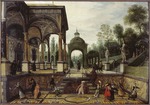 Vrancx, Sebastiaen - Italienischer Garten mit Galerie und Figuren