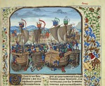 Liédet, Loyset - Die Seeschlacht von Sluis am 24. Juni 1340 (Miniatur aus Grandes Chroniques de France von Jean Froissart)