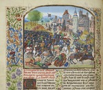 Liédet, Loyset - Die Schlacht von Neville's Cross am 17. Oktober 1346 (Miniatur aus Grandes Chroniques de France von Jean Froissart)