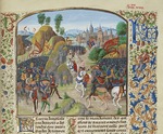Liédet, Loyset - Philippa von Hennegau vor der Schlacht von Neville's Cross am 17. Oktober 1346 (Miniatur aus Grandes Chroniques de France von Je