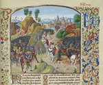 Liédet, Loyset - Philippa von Hennegau vor der Schlacht von Neville's Cross am 17. Oktober 1346 (Miniatur aus Grandes Chroniques de France von Je