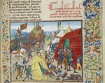 Liédet, Loyset - Karl von Blois wird in der Schlacht von La Roche-Derrien gefangen genommen (Miniatur aus Grandes Chroniques de France von Jean F