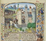 Liédet, Loyset - Der französische Versuch, Calais zurückzuerobern 1350 (Miniatur aus Grandes Chroniques de France von Jean Froissart)