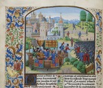 Liédet, Loyset - König Richard II. trifft die Aufständischen am 14. Juni 1381 (Miniatur aus Grandes Chroniques de France von Jean Froissart)