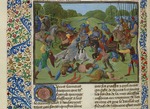 Unbekannter Künstler - Schlacht zwischen Türken unter Sultan Murad I. und Serben (Miniatur aus Grandes Chroniques de France von Jean Froissart)