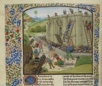 Unbekannter Künstler - Die Belagerung von Brest durch den Herzog von Lancaster 1386 (Miniatur aus Grandes Chroniques de France von Jean Froissart)