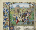 Unbekannter Künstler - Einnahme von Orense durch die Engländer 1387 (Miniatur aus Grandes Chroniques de France von Jean Froissart)