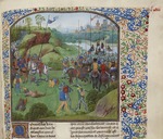 Unbekannter Künstler - Die Schlacht von Radcot Bridge am 19. Dezember 1387 (Miniatur aus Grandes Chroniques de France von Jean Froissart)