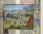 Unbekannter Künstler - Die Belagerung von Mahdia 1390 (Miniatur aus Grandes Chroniques de France von Jean Froissart)