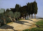 Abbati, Giuseppe - Via di campagna con cipressi