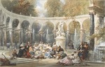 Lami, Eugène Louis - Die Gesellschaft an der Kolonnade des Bosketts im Garten von Versailles