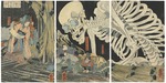 Kuniyoshi, Utagawa (Ichiyusai) - Oyataro Mitsukuni im Kampf mit einem Skelett