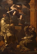 Guercino - Heiliger Franziskus und Heiliger Benedikt einem musizierenden Engel zuhörend