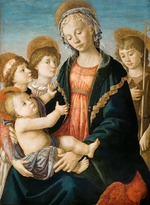 Botticelli, Sandro - Madonna und Kind mit zwei Engeln und dem Johannesknaben 