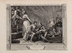 Hogarth, William - Der Faule, von seiner Hure betrogen, sitzt mit seinem Kumpan in einem Nachtlokal. Folge Fleiß und Faulheit (Industry and Idlen