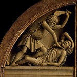 Eyck, Hubert (Huybrecht), van - Der Genter Altar. Anbetung des Gotteslammes: Kain erschlägt Abel