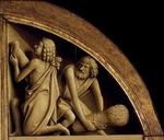 Eyck, Hubert (Huybrecht), van - Der Genter Altar. Anbetung des Gotteslammes: Die Opfer Kains und Abels