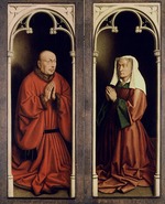 Eyck, Hubert (Huybrecht), van - Der Genter Altar. Anbetung des Gotteslammes: Joos Vijd und Elisabeth Borluut