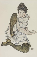 Schiele, Egon - Sitzende Frau mit angezogenen Beinen