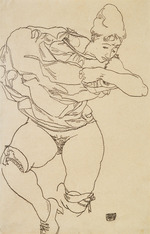 Schiele, Egon - Sich entkleidende Frau