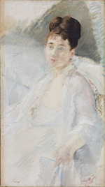 Gonzalès, Eva - Die Genesung. Porträt einer Frau im weißen Kleid