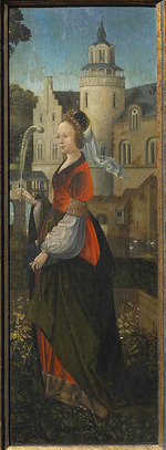Meister von Hoogstraeten - Heilige Barbara. Heilige Familie mit Engeln und die Heiligen Katharina und Barbara (Triptychon)