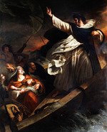 Scheffer, Ary - Der heilige Thomas von Aquin predigt während des Sturms das Vertrauen in Gott